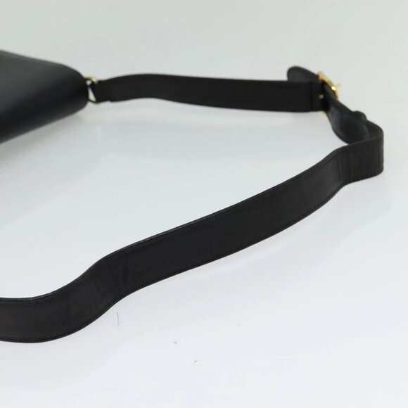 GUCCI Web Sherry Line Shoulder Bag Leather Black Gold Auth ep9327 - Picture 7 of 15